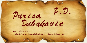 Puriša Dubaković vizit kartica